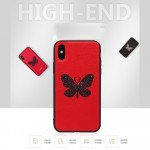 Wholesale iPhone 8 / 7 Glitter Butterfly Fashion PU Leather Case (Rose Gold)